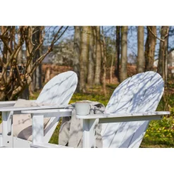Adirondack Däckstol med Fotpall Vit