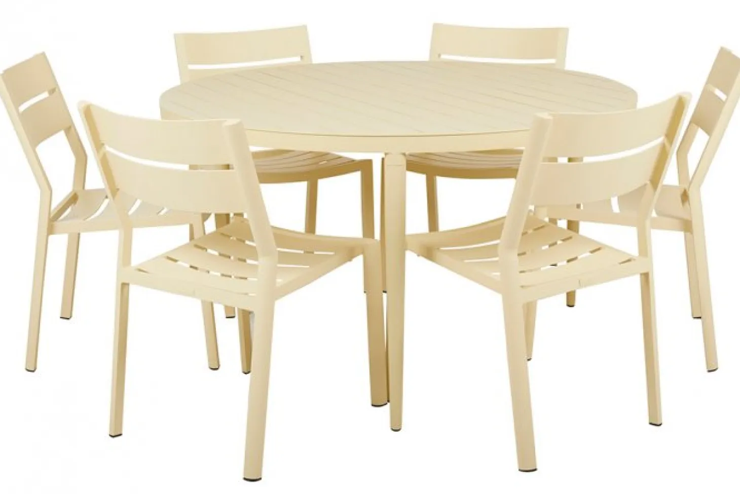 Bigby Matgrupp Lemon Rund 130 cm ink 6st Delia stolar