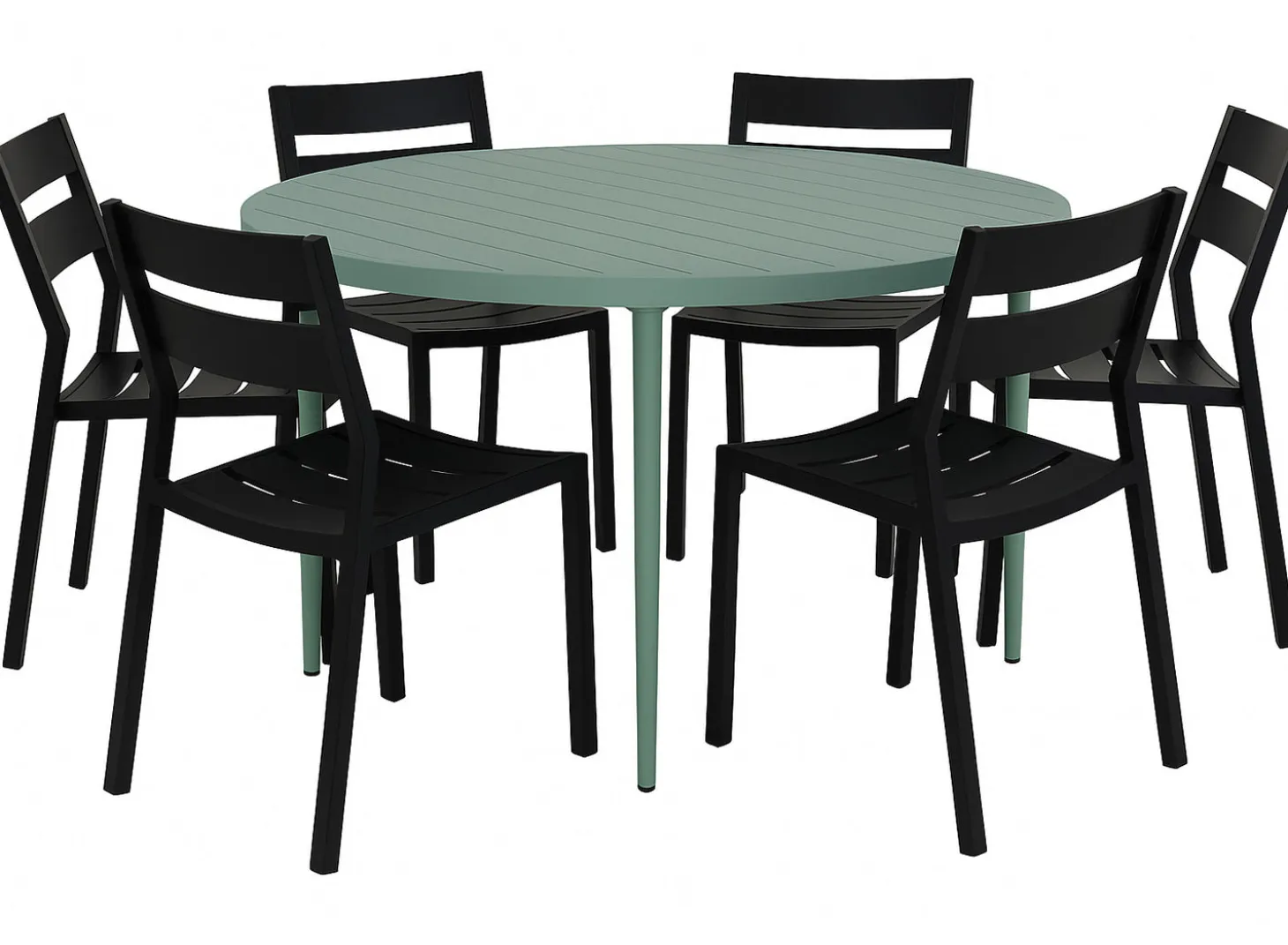 Bigby Matgrupp Rund 130 cm ink 6st Delia stolar Dusty Green / Svart