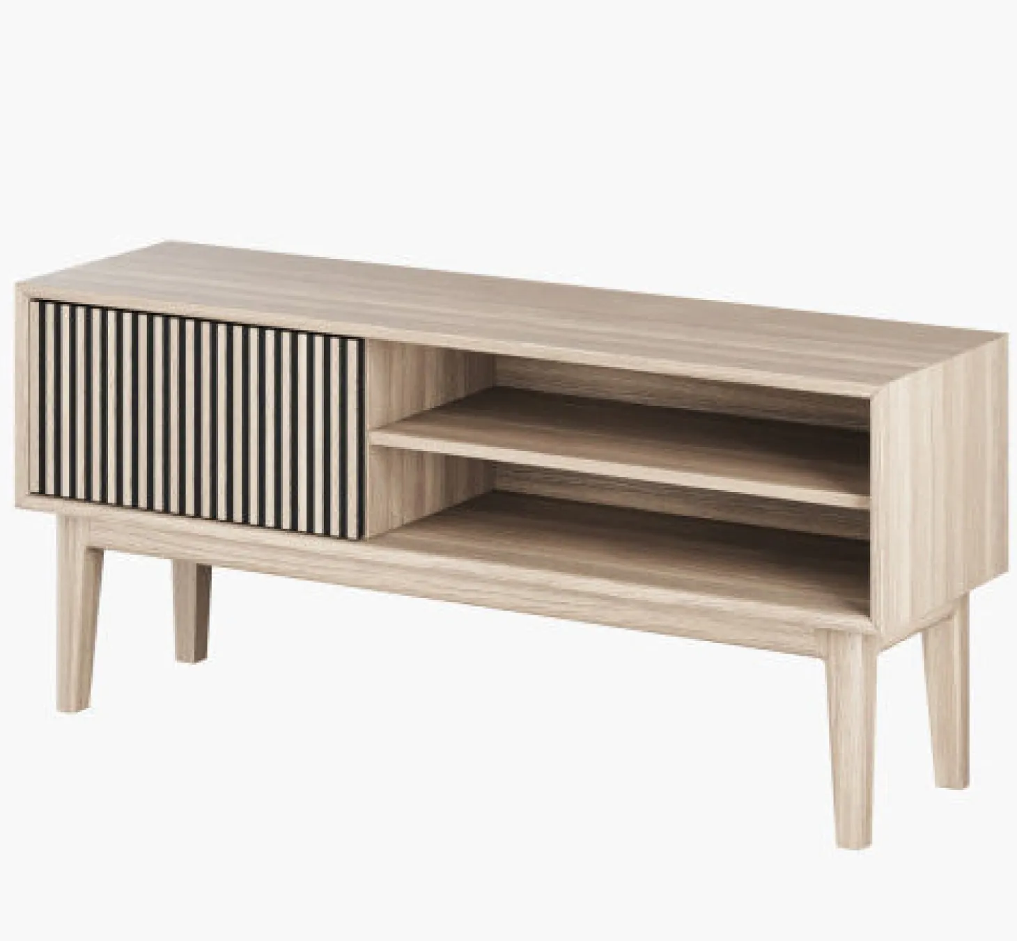 Broholm TV-bänk Lameller 124x55 cm Vitoljad Ek