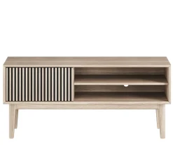 Broholm TV-bänk Lameller 124x55 cm Vitoljad Ek
