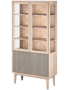 Broholm Vitrinskåp Glassidor & Lameller 100x197 cm Vitoljad Ek
