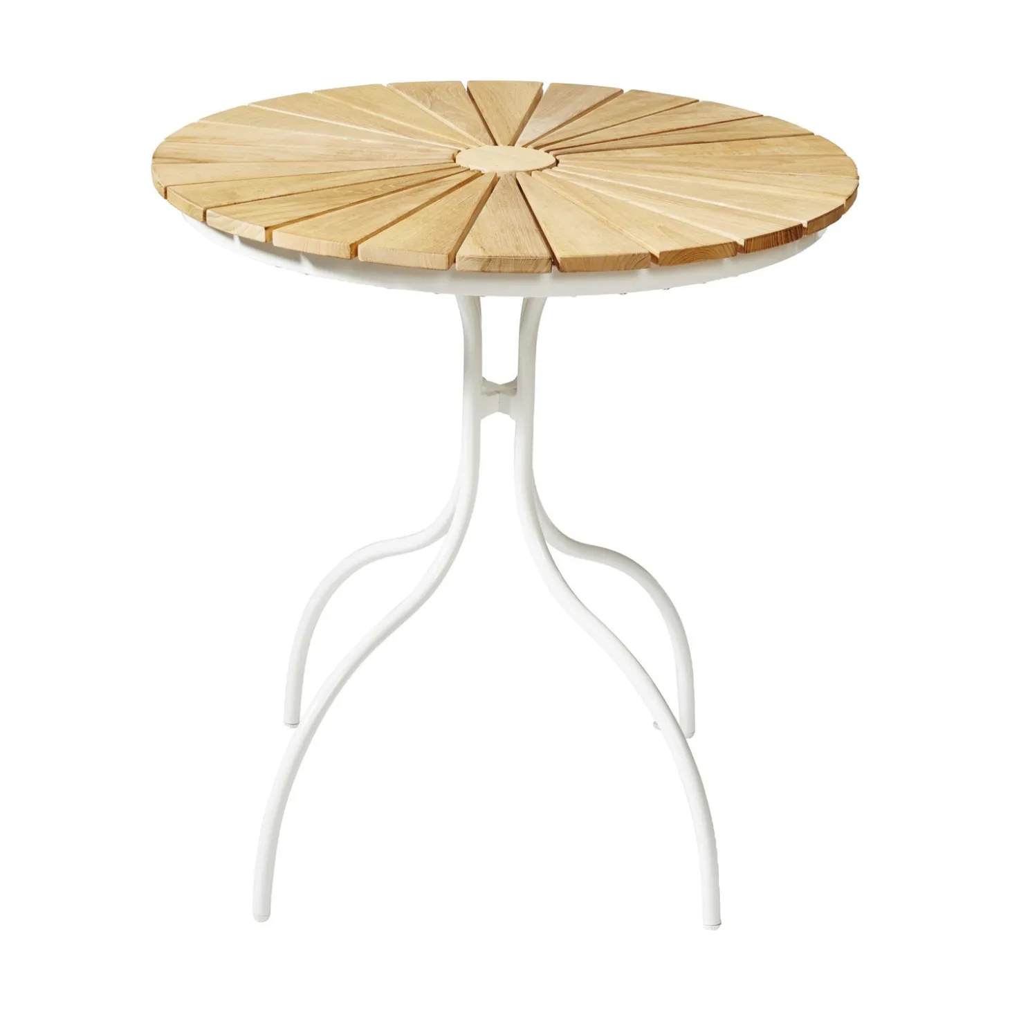 Ellen Cafébord Ø80cm i Teak och Aluminium Vit
