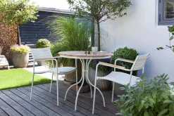 Ellen Cafébord 80 cm Rund Teak/Vit