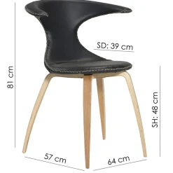 Flair Stol Black Leather, Oak