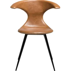 Flair Stol Light Brown Leather, Round Black