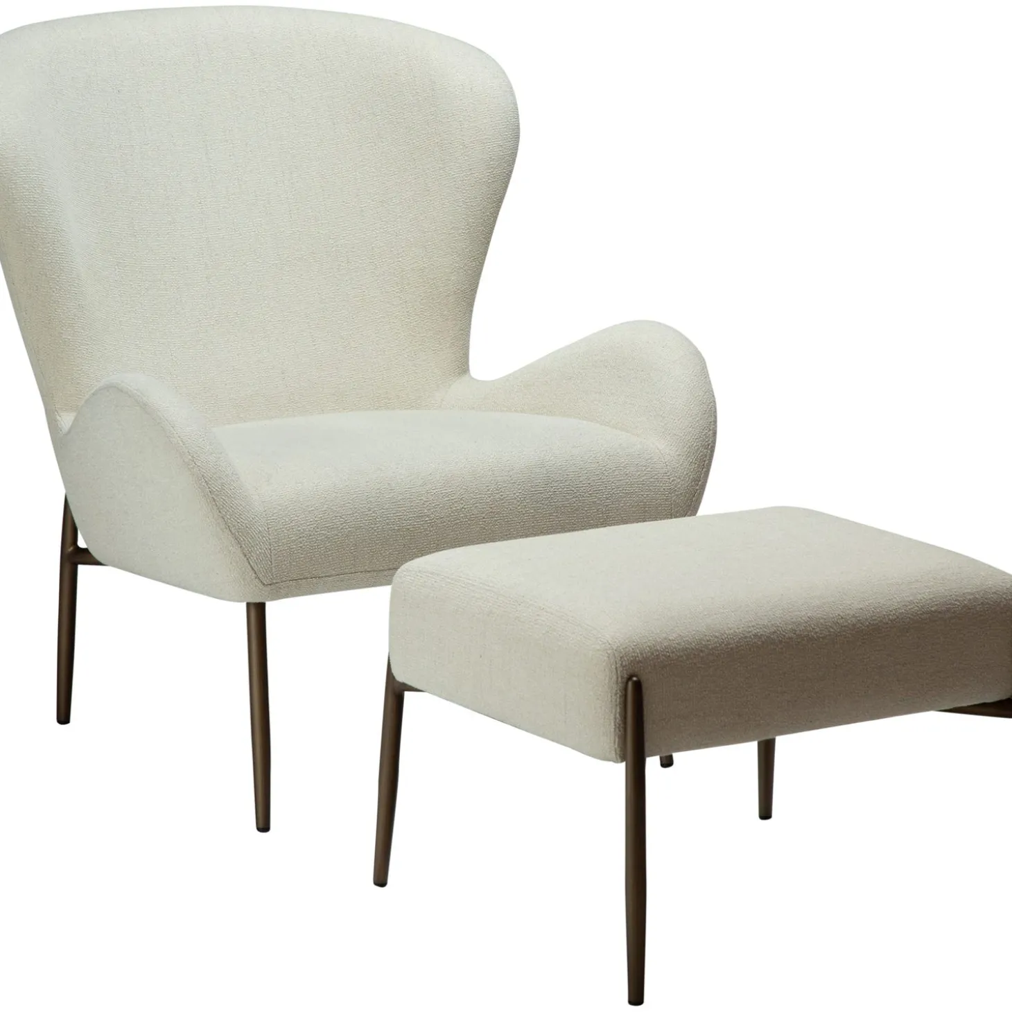 Glam Loungefåtölj Bone White, Antique Brass, 85 cm