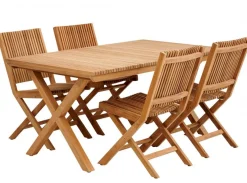 Julita Matgrupp 150x90 cm Teak ink 4st Fällstolar