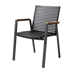 Mood Extreme Trädgårdsstol i Teak och Antracit Aluminium Smala lameller