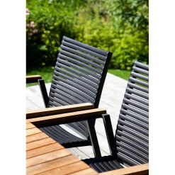 Mood Extreme Trädgårdsstol i Teak och Antracit Aluminium Smala lameller