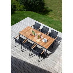 Mood Extreme Trädgårdsstol i Teak och Antracit Aluminium Smala lameller