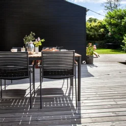 Mood/Mood Classic Trädgårdsmöbelset i Teak och Aluminium Antracit 167 cm + 4 stolar