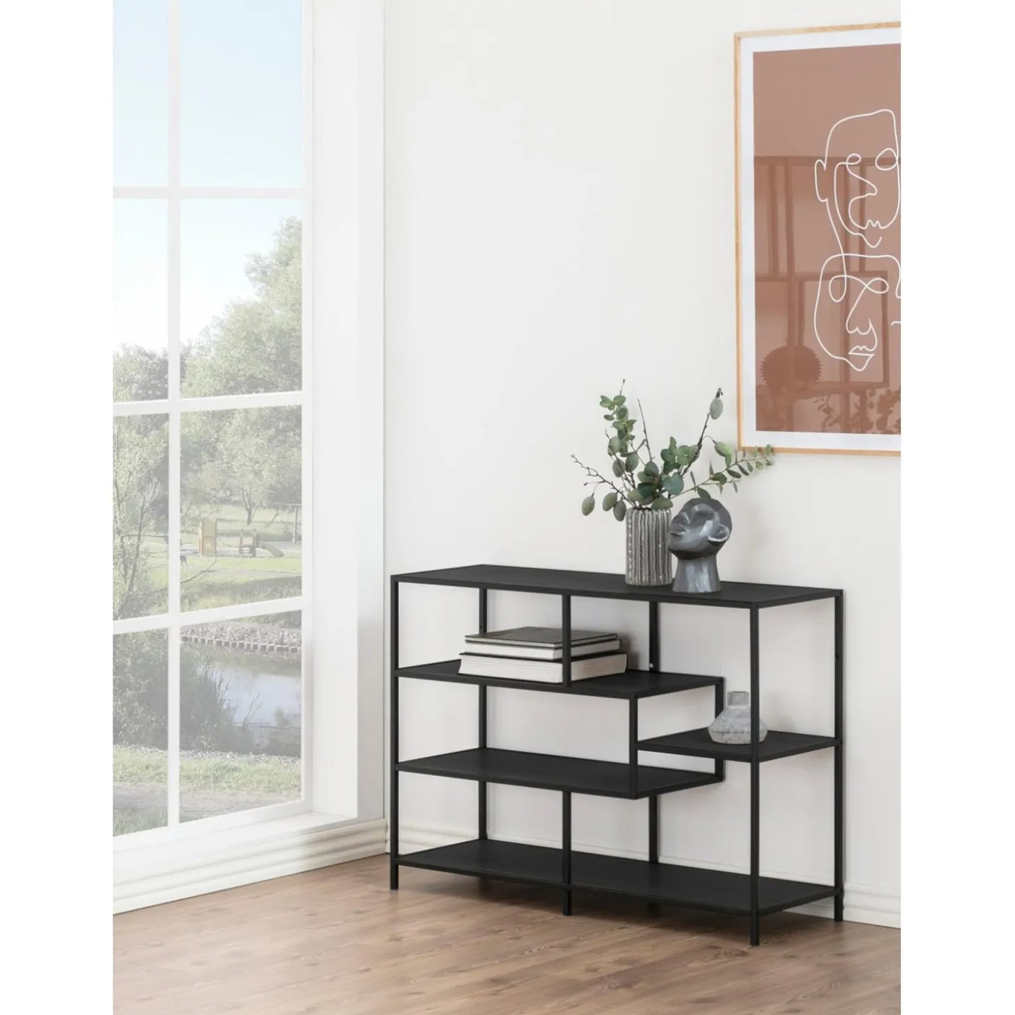 Notting Hill Bokhylla 78x114x35 cm Svart Ask