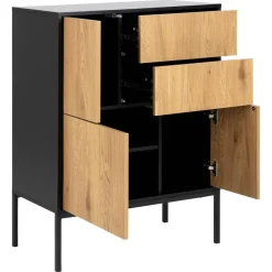 Notting Hill Sideboard 2 lådor 103x80x40 cm Svart/Ek