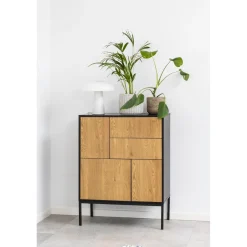 Notting Hill Sideboard 2 lådor 103x80x40 cm Svart/Ek