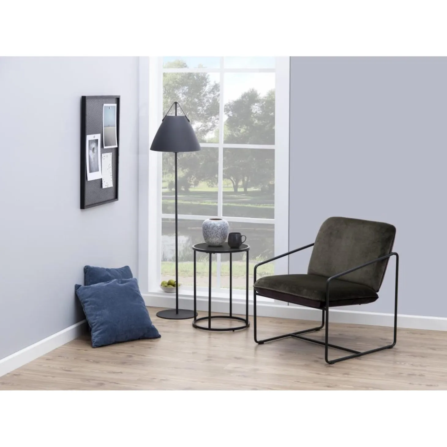 Notting Hill Sidobord Rund 40 cm Svart Ask