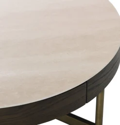 Novum Satsbord 90/55 cm Rund Brun / Bronz / Keramisk Travertin