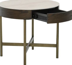 Novum Sidobord 55 cm Rund Brun / Bronz / Keramisk Travertin