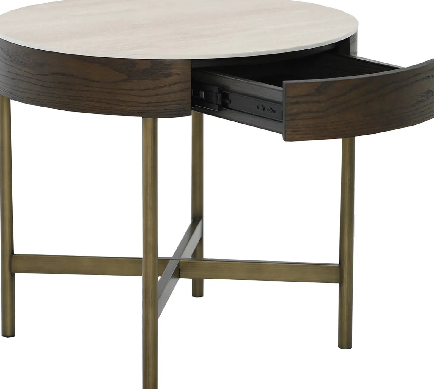 Novum Sidobord 55 cm Rund Brun / Bronz / Keramisk Travertin