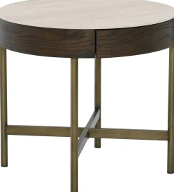 Novum Sidobord 55 cm Rund Brun / Bronz / Keramisk Travertin