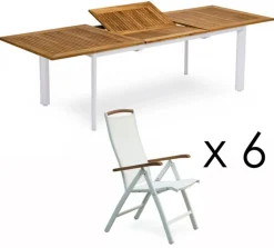 Nydala Matgrupp Vit/Teak - Bord 96x200-280 ink 6st Pos.