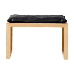 Rib Bänk 2-sits i Bambu med Skinndyna Svart