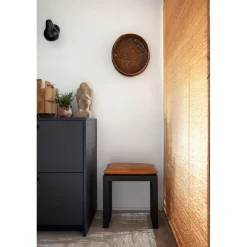 Rib Set Pall Svart Mahogny, Ljusbrun Sittdyna