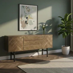 Sideboard Nr.230 Fiskbensdörrar 180x85 cm Rökoljad Ek