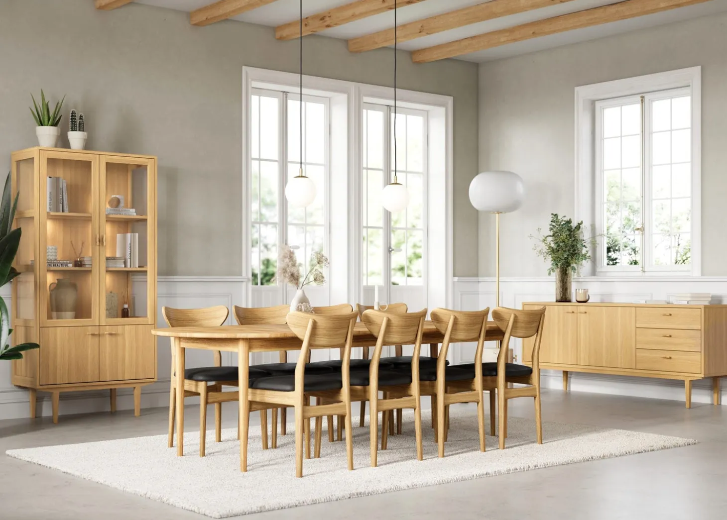 Sideboard Nr.420 2st Trädörrar 3st Lådor 186x80 cm Oljad Ek