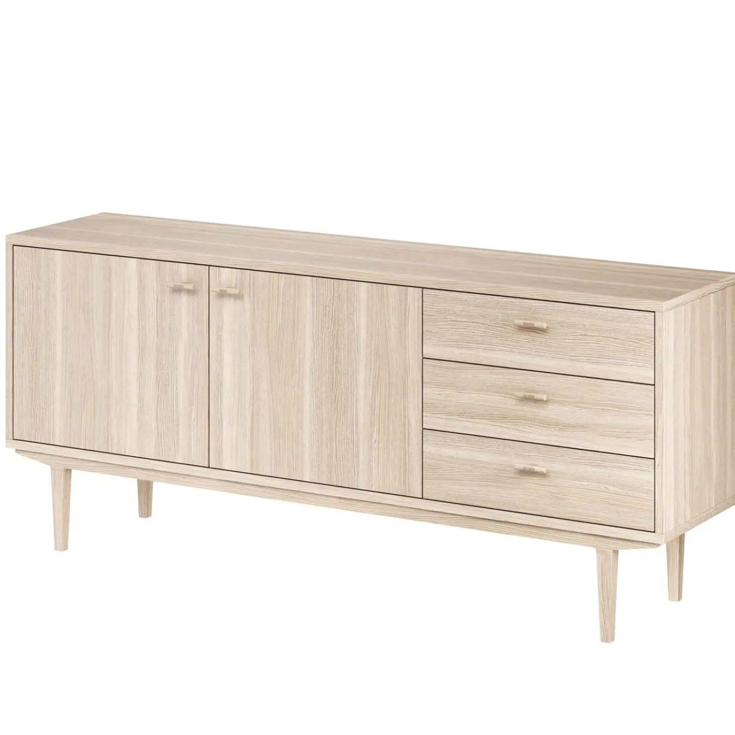 Sideboard Nr.420 2st Trädörrar 3st Lådor 186x80 cm Vitoljad Ek