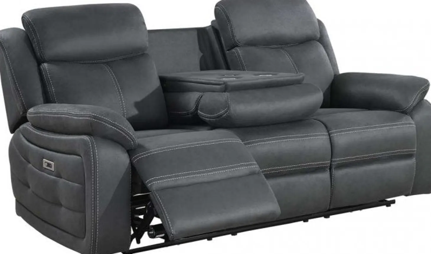 Teddy 3-Sits Reclinersoffa Grått Microfibertyg
