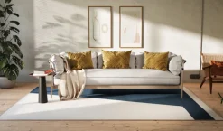 Una Spårbar Ullmatta Blå/Beige/Off White