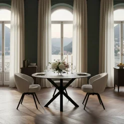 Verdun Matbord Rund 119 cm Grå Keramik