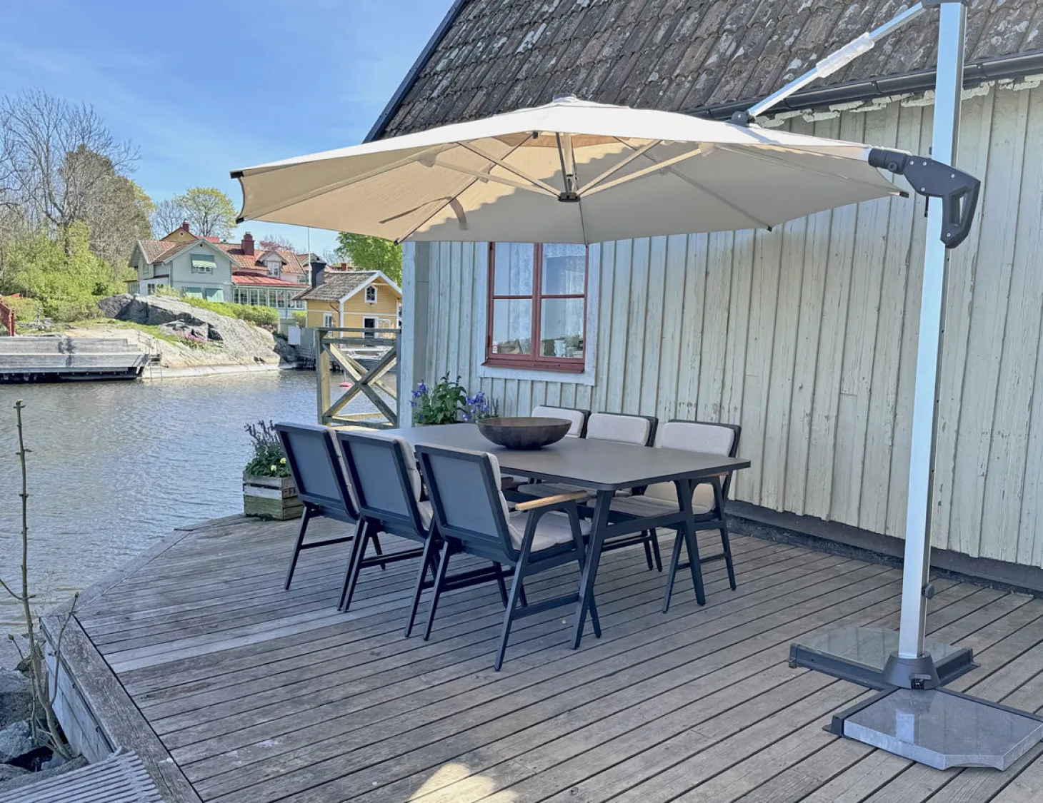 Vitoria Frihängande Parasoll 3x3m Beige