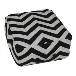 Zigzag Puff med Handtag Svart/Vit