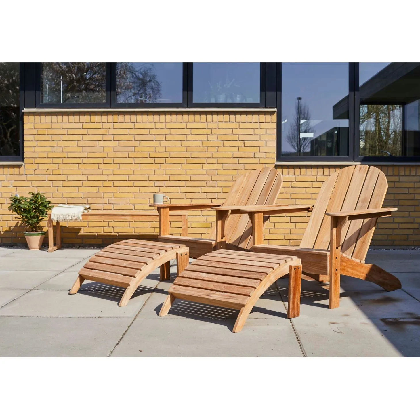 Adirondack Däckstol med Fotpall Teak