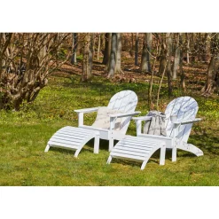 Adirondack Däckstol med Fotpall Vit