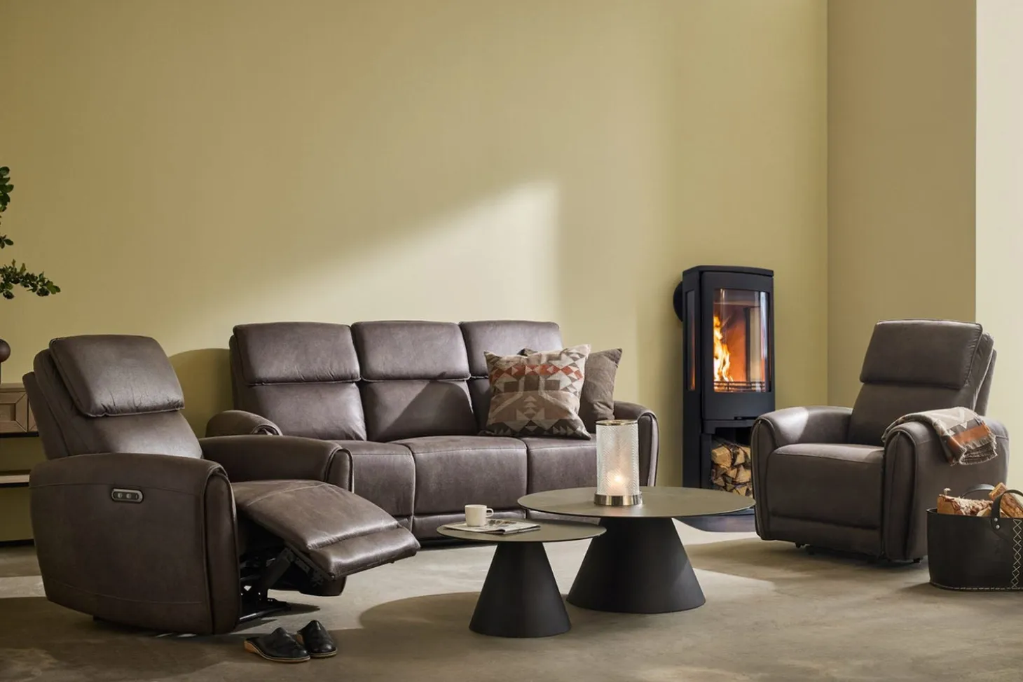 Alice Reclinersoffa 3-Sits Elektrisk Brun