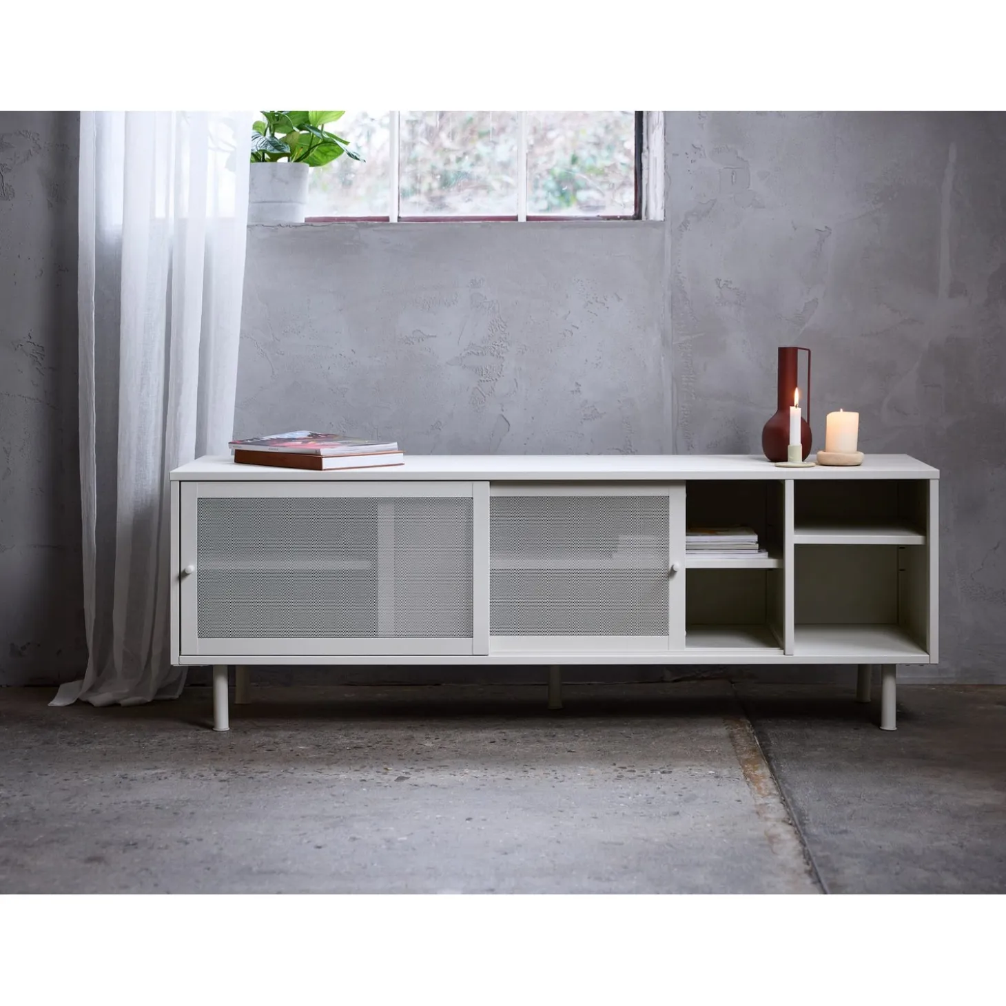 Angolo Mediabänk 160 cm Greige