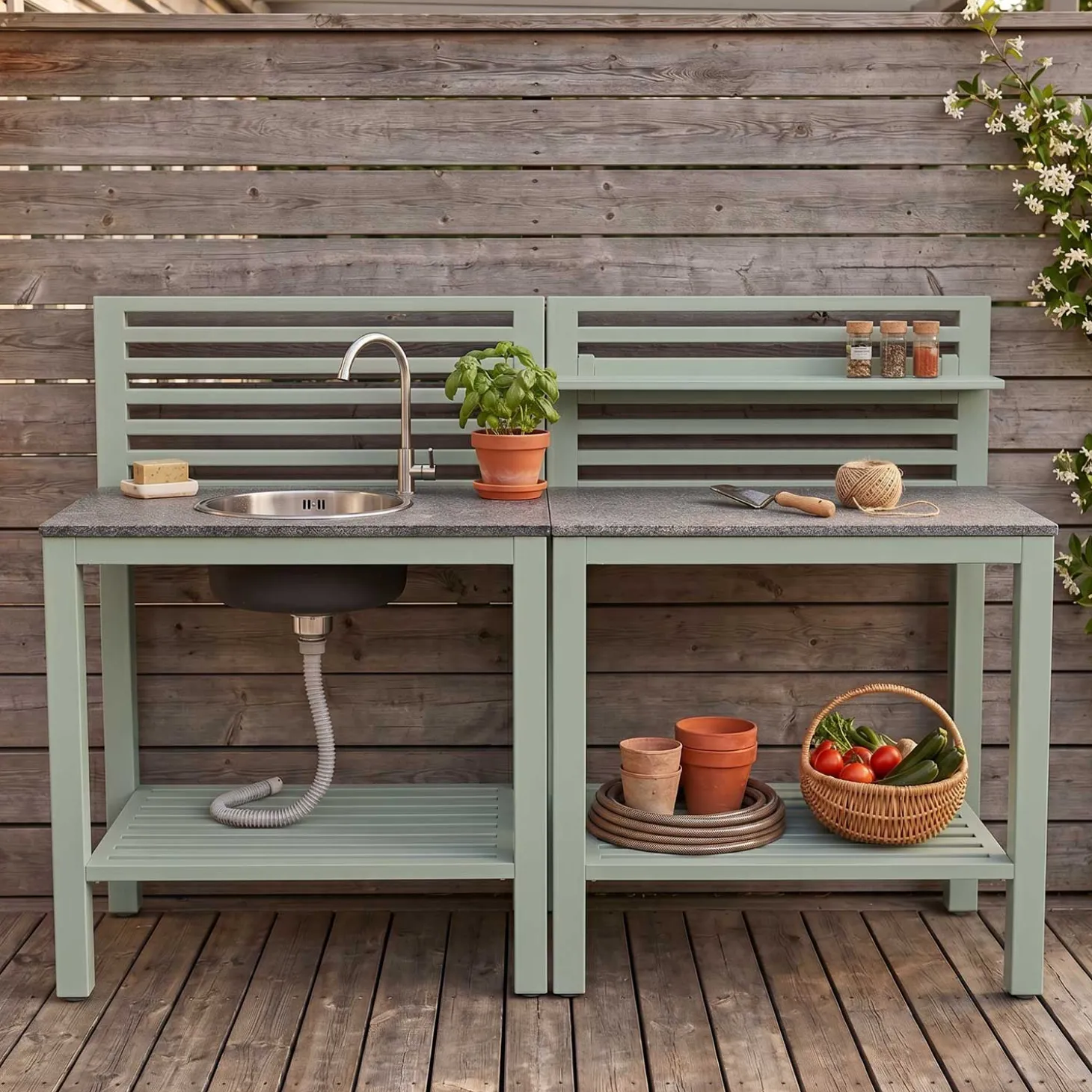 Bellac Utekök Bänk Dusty Green