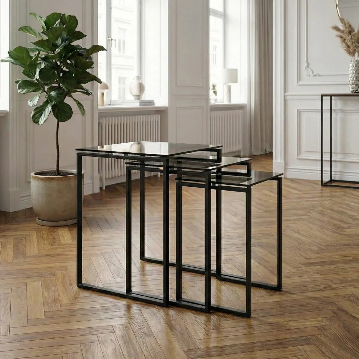 Benz Satsbord 55x50x50 cm Svart/Glas