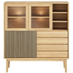 Broholm Högskåp Lameller 124x133 cm Oljad Ek