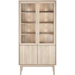 Broholm Vitrinskåp Glassidor & Trädörrar 100x197 cm Vitoljad Ek