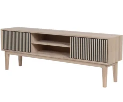 Broholm XL TV-bänk Lameller 160x55 cm Vitoljad Ek