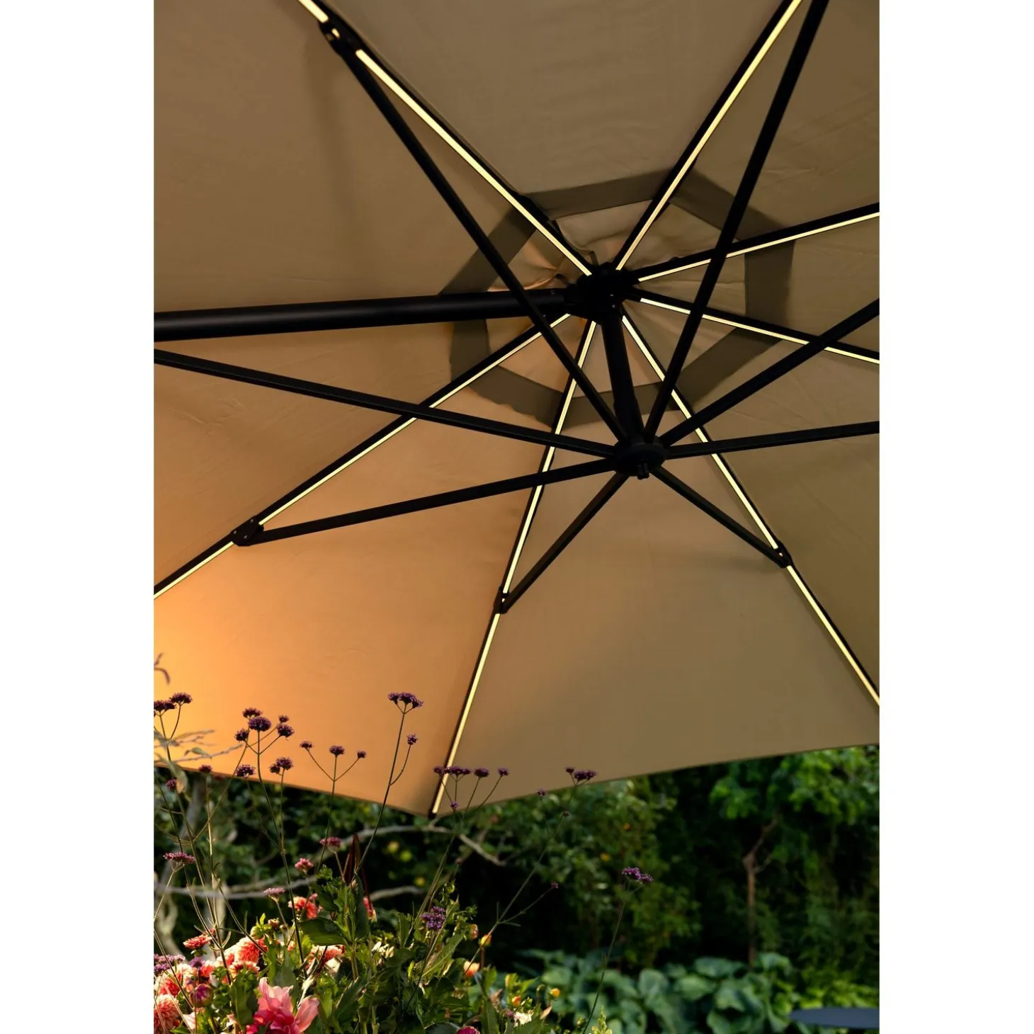 Cilento Frihängande Parasoll Ø350 cm Light Grey/Khaki