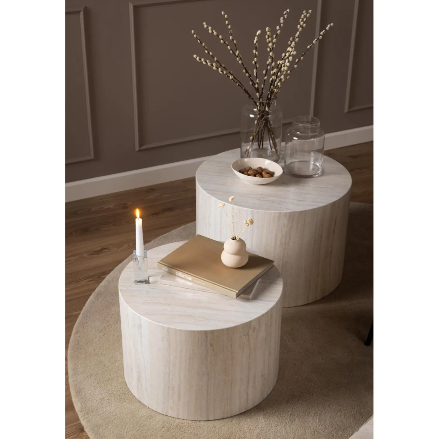 Dijon Satsbord Rund 58x58 cm Travertin