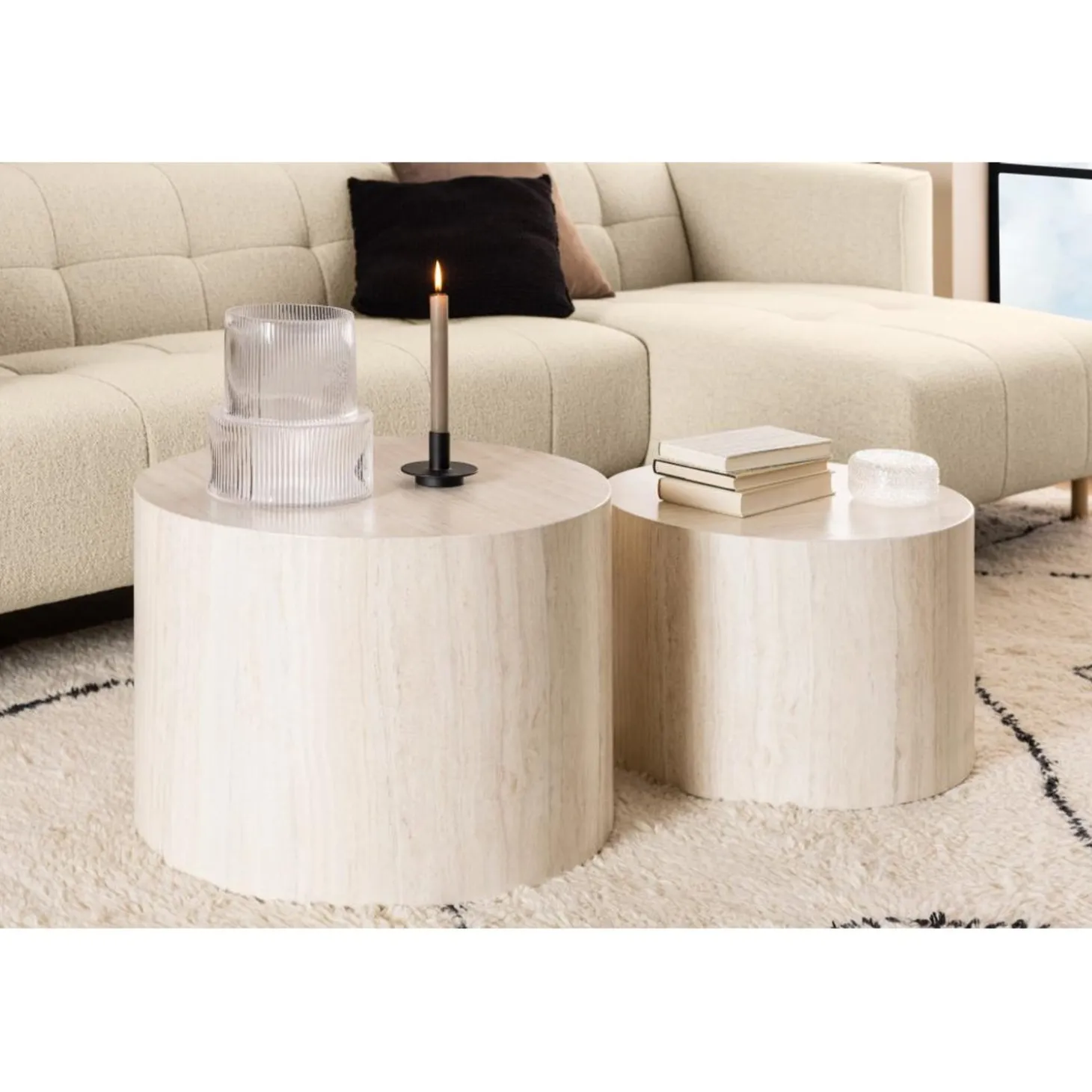 Dijon Satsbord Rund 58x58 cm Travertin