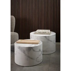 Dijon Satsbord Rund 58x58 cm Vit Carrara