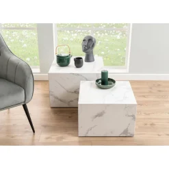 Dijon Satsbord 58x58 cm Vit Carrara
