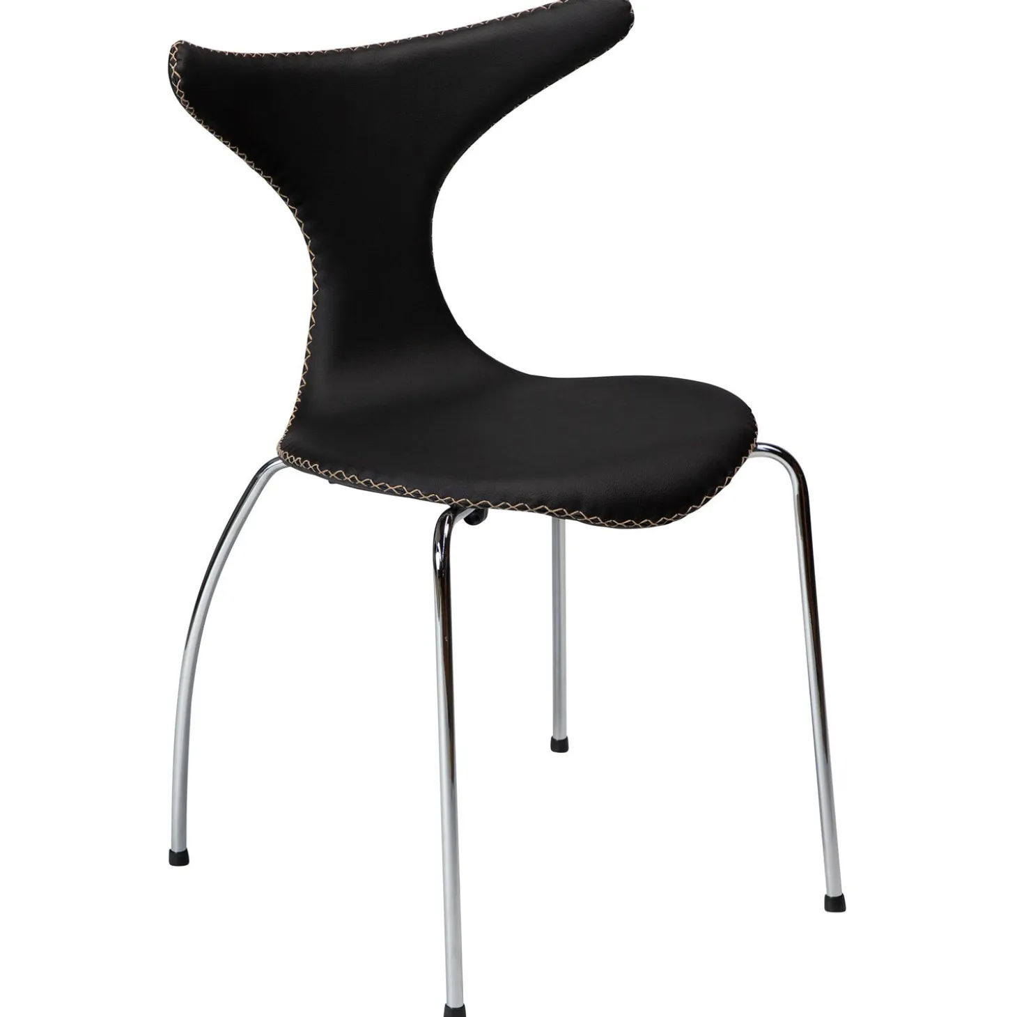 Dolphin Stol Black Leather, Chrome